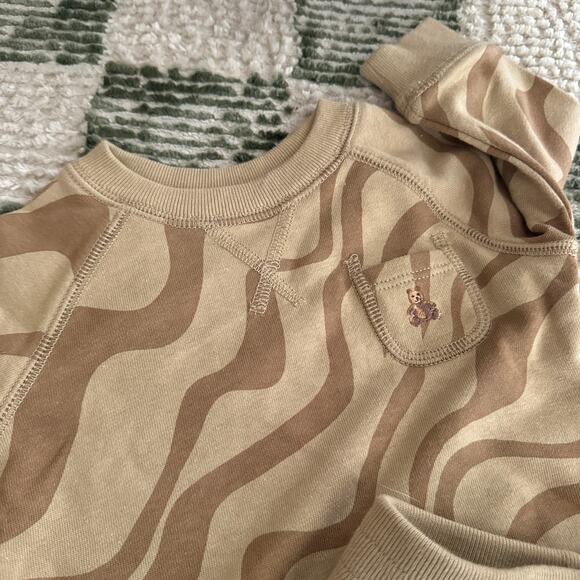 Baby GAP 2-Piece Sweatsuit 3-6 Months Tan Brown Swirl NWOT Sweatshirt Shorts - Picture 4 of 8
